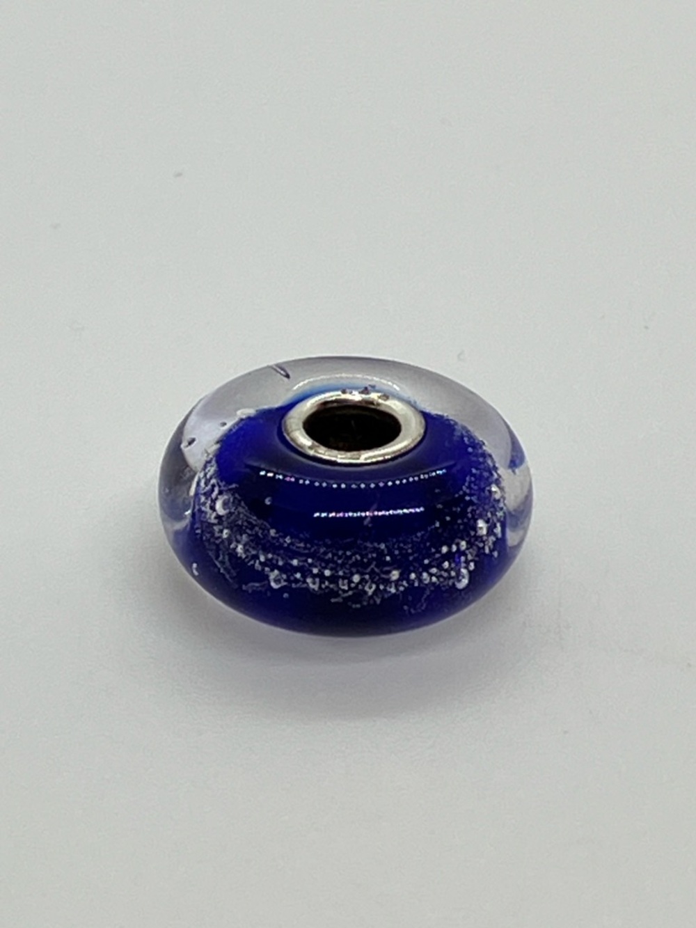 Trollbeads 925 LAA Trace Blue Murano Glass Charm Bead Retired